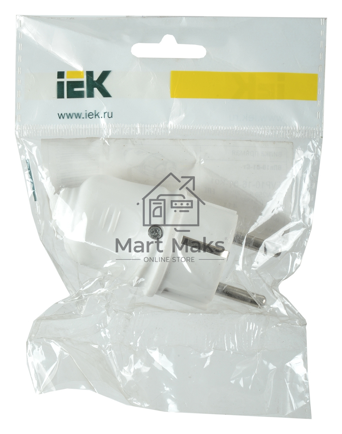 Вилка Iek EVP10-16-01-K01 ВПп10-01-Ст разборная прямая с з/к 16А белая
