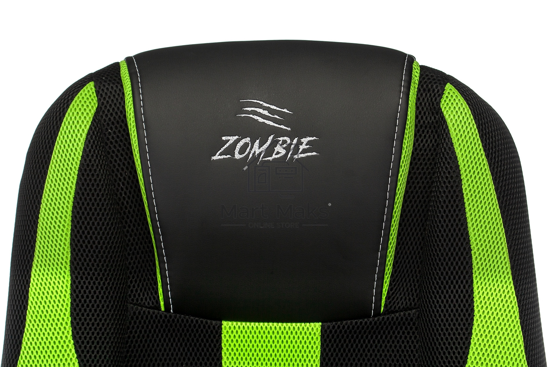 Кресло игровое Бюрократ Zombie 9 черный/салатовый, искусст.кожа/ткань, крестовина пластик