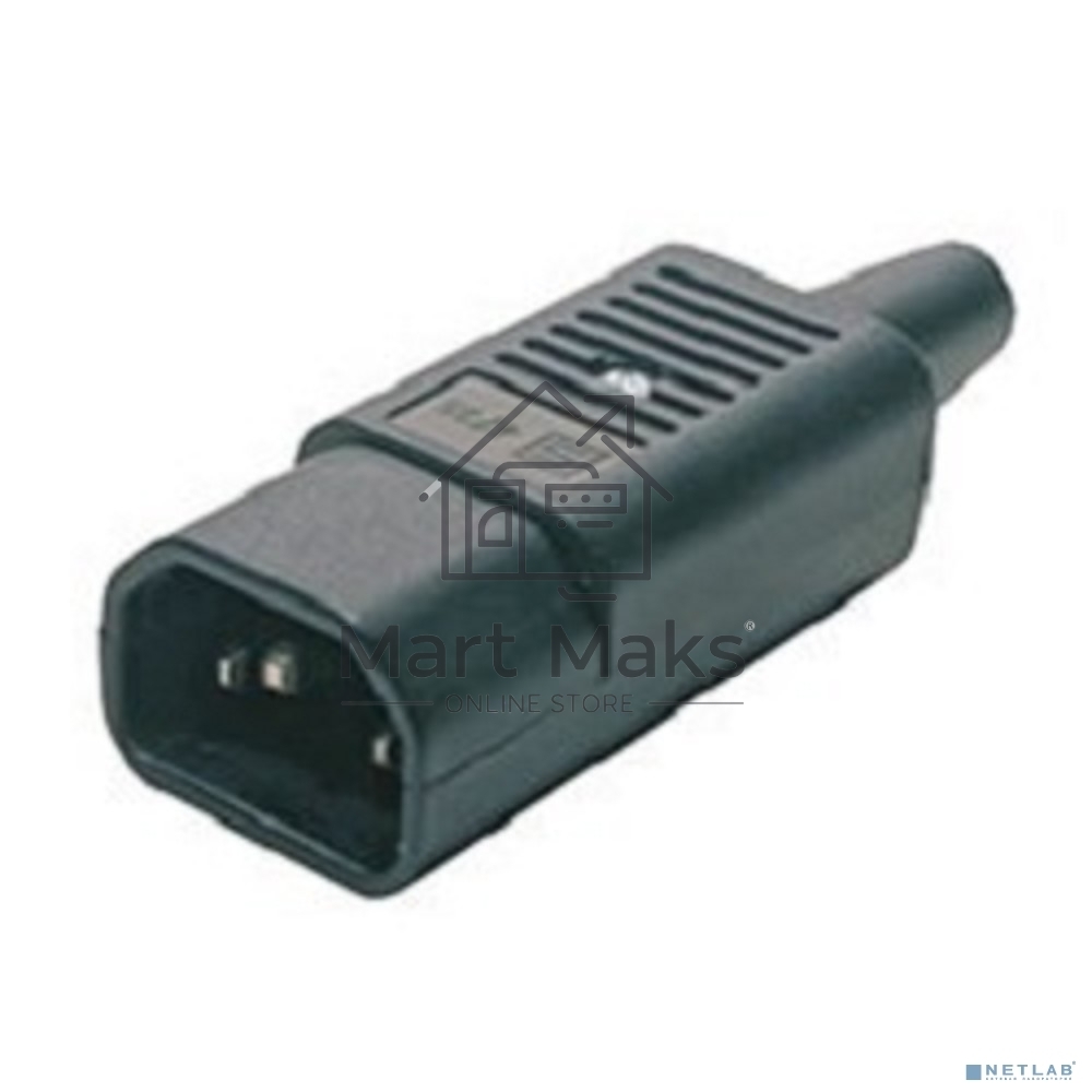 Разъемы для силового кабеля Hyperline CON-IEC320C14 Разъем IEC 60320 C14 220В 10A на кабель (плоские выступающие штыревые контакты в пластиковом обрамлении), прямой