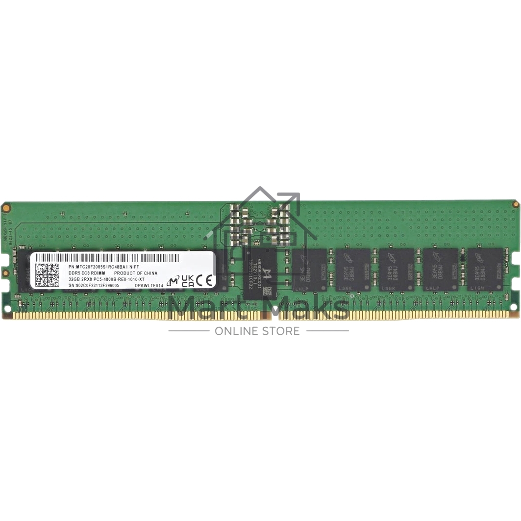 Оперативная память Micron DDR5 RDIMM 32Gb 2Rx8 4800 MHz ECC Registered MTC20F2085S1RC48BA1, 1 year, OEM