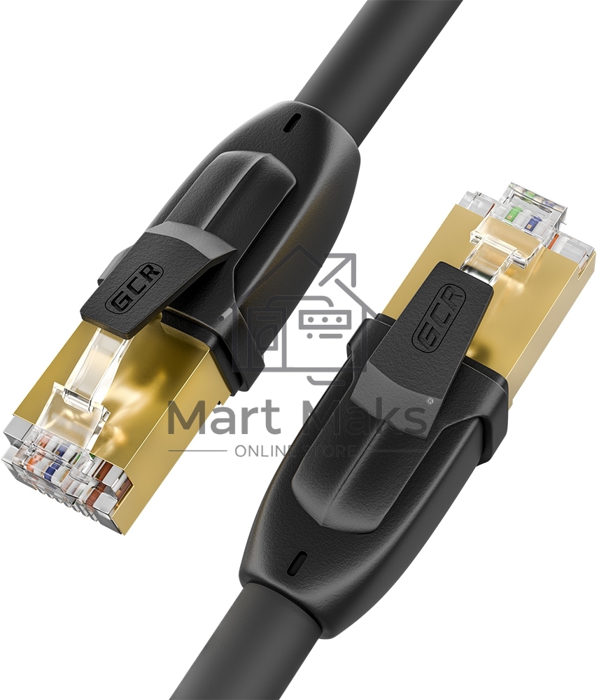 Патч-корд GCR PROF кат.7 ethernet 1.0m F/FTP, RJ45, CU, 28 AWG, литой, прямой, черный, экранированные коннекторы, GCR-52559