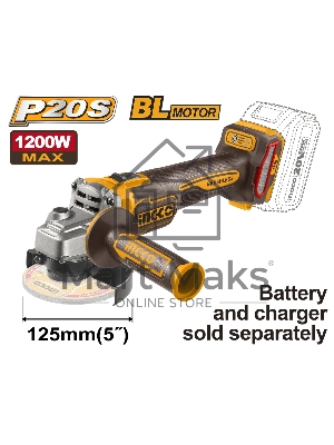 Аккумуляторная УШМ 20В, BL 125мм без АКБ и ЗУ SUPER INGCO CAGLI221253