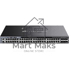 Стекируемый управляемый коммутатор TP-Link SG6654XHP 3го уровня Omada с 48 гигабитными портами PoE+ и 6 портами SFP+