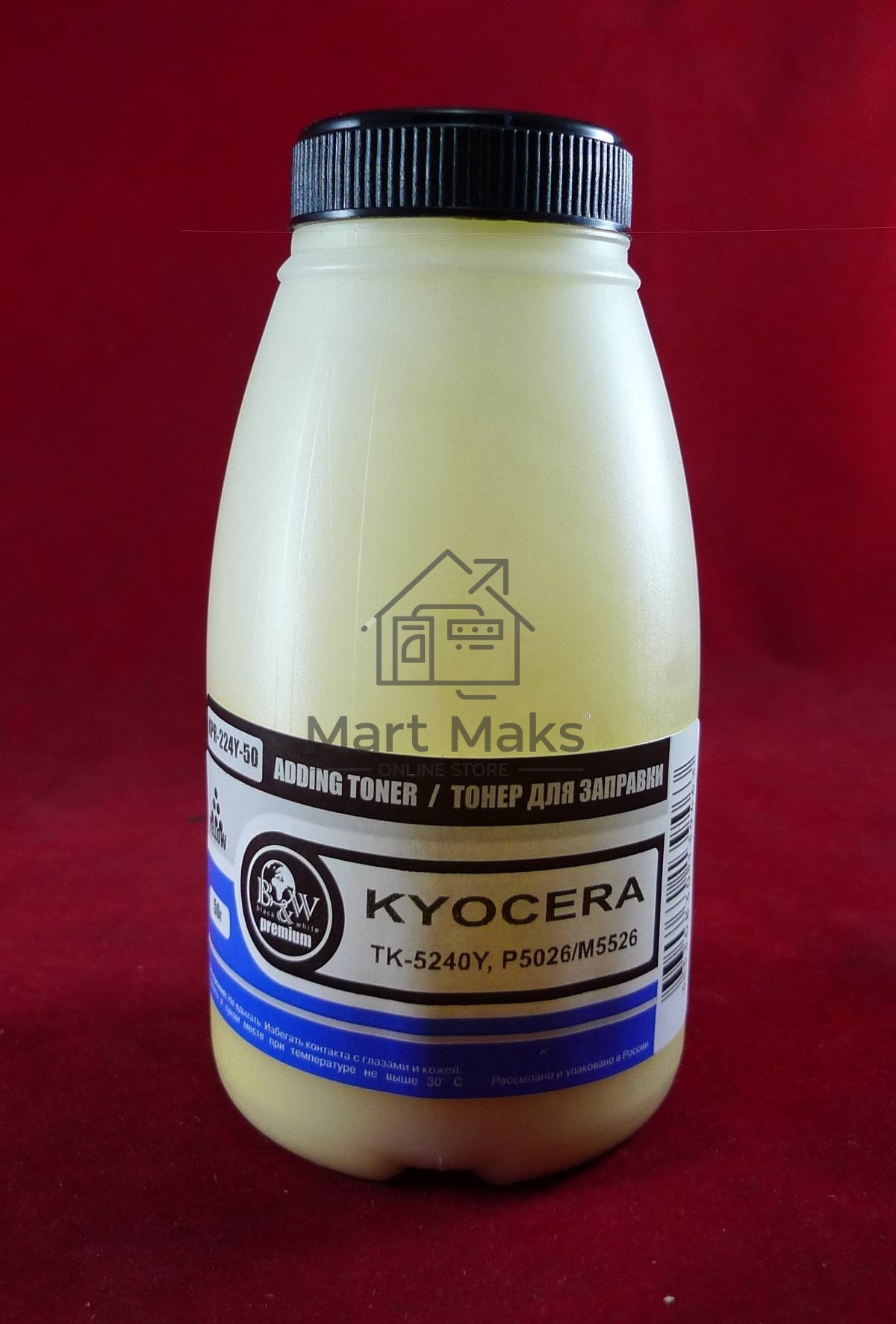 Тонер для Kyocera TK-5240Y, P5026/M5526 Yellow (фл. 50г) 3K B&W Premium фас. Россия