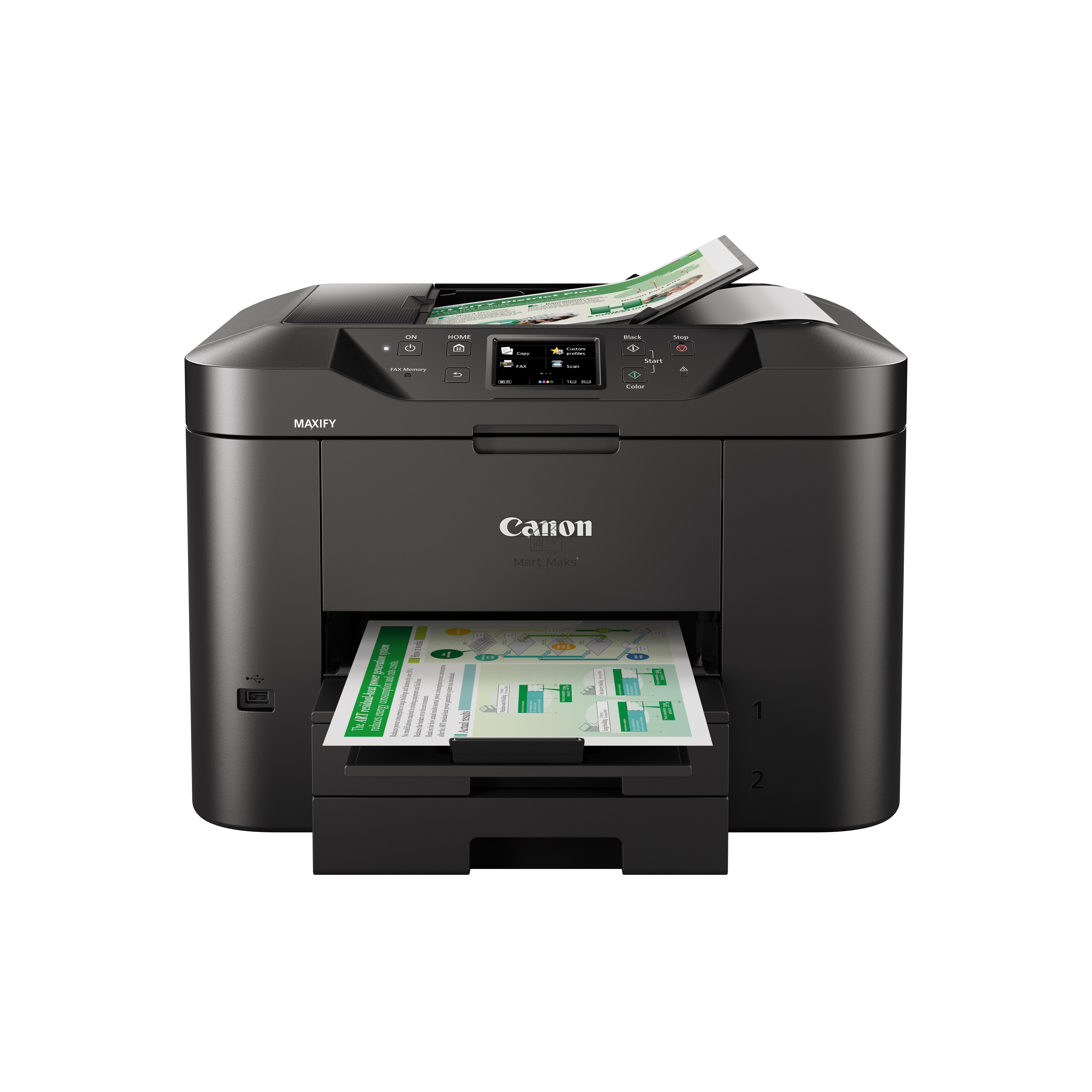 МФУ струйный Canon MAXIFY MB2740, A4, цветной, печ. до 24 стр/мин. (ч/б) 15.5 стр/мин. (цвет), скан. до 18.5 стр/мин (ч/б) 15.5 стр/мин (цет), 600 x 1200 dpi (печать), 1200x1200dpi (скан.), USB, RJ-45, Wi-Fi