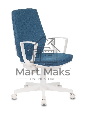 Кресло компьютерное Бюрократ CH-W545 синий 38-415, крестовина пластик, пластик белый Кресло компьютерное Бюрократ CH-W545 синий 38-415, крестовина пластик, пластик белый