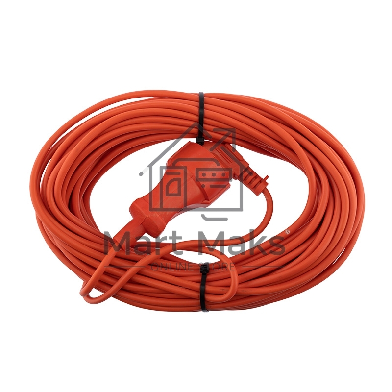 Удлинитель-шнур PROconnect ПВС 2х0.75, 20 м, б/з, 6 А, 1300 Вт, IP20, оранжевый (Сделано в России)