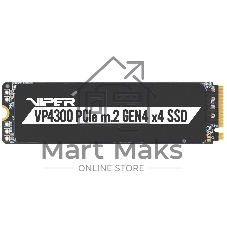 Накопитель SSD Patriot Viper VP4300, 1Tb, PCIe 4.0 x4, M.2 2280, NVMe, R/W 7400/5500, с радиатором