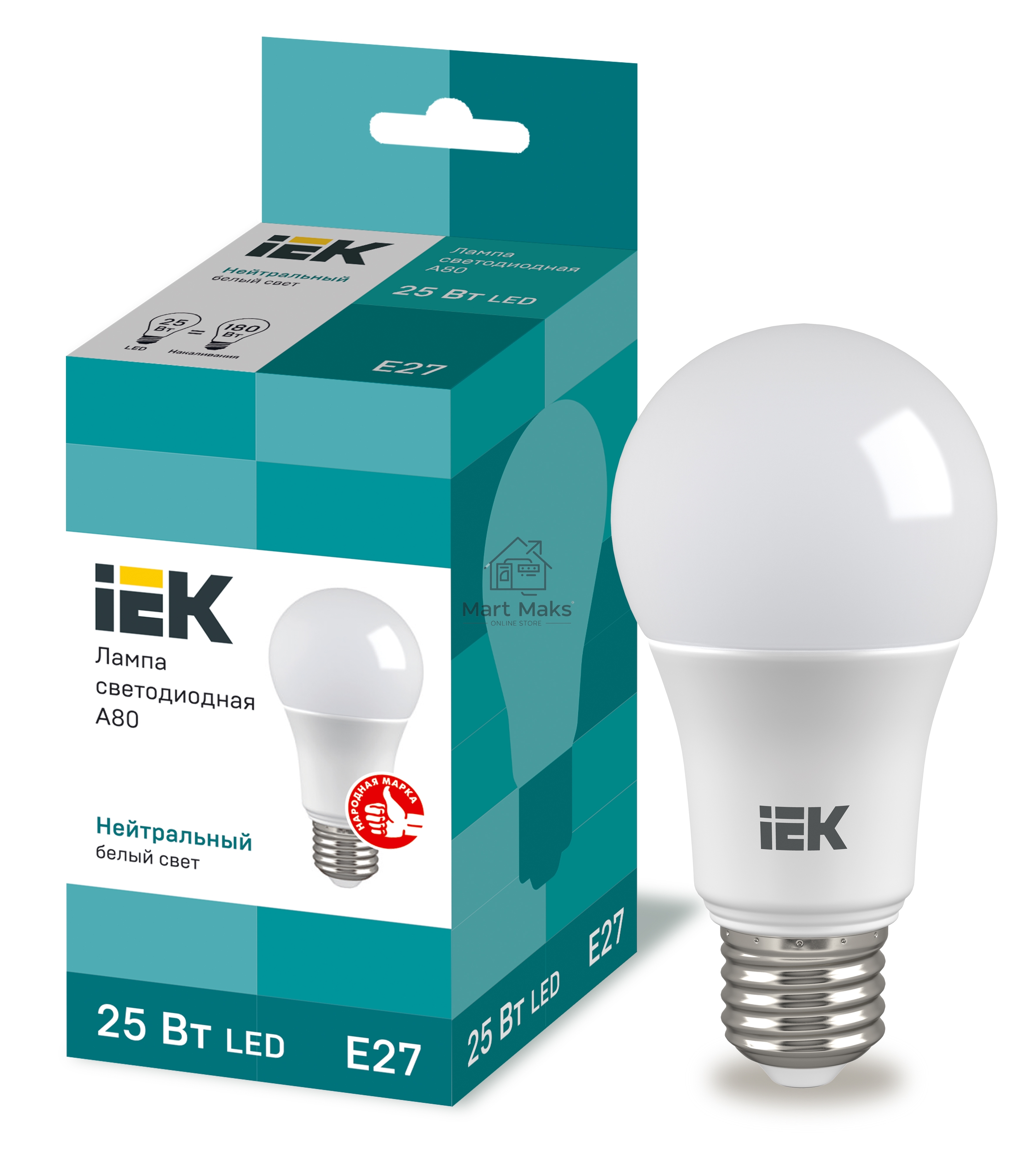 Лампа LED A80 шар 25Вт 230В 4000К E27 Iek LLE-A80-25-230-40-E27
