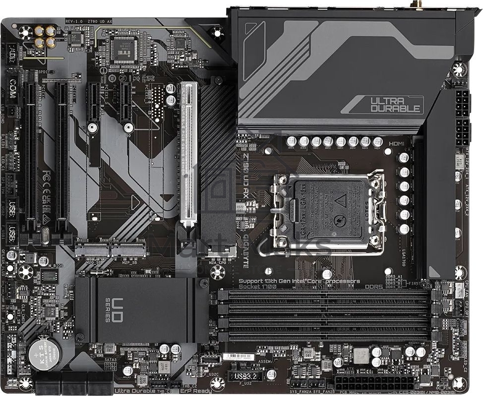 Материнская плата Gigabyte Z790 UD AX (1.2), LGA 1700, Intel Z790, 4xDDR5, 6xSATA, 3xM.2, 1xPCIe 5.0 x16, 1xPCIe 4.0 x4, 1xPCIe 3.0 x1, 1xHDMI, 1xDP, 1x 2.5Gb LAN, 4xUSB-A 2.0, 4xUSB-A 3.2 Gen 1, 1xUSB-A 3.2 Gen 2, 1xUSB-C 3.2 Gen 2x2, 7.1, ATX