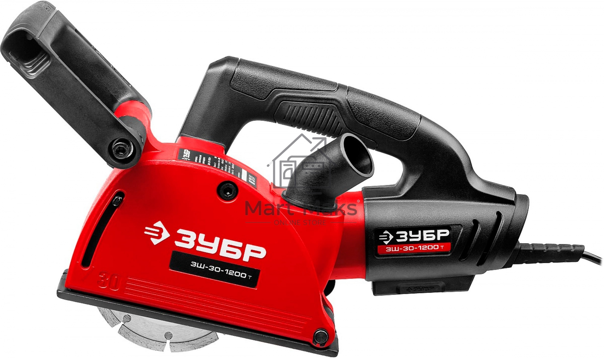 Штроборез ЗУБР ЗШ-30-1200 Тглубина паза 30 мм, 125 мм, пылезащита, подключение пылесоса,1200 Вт