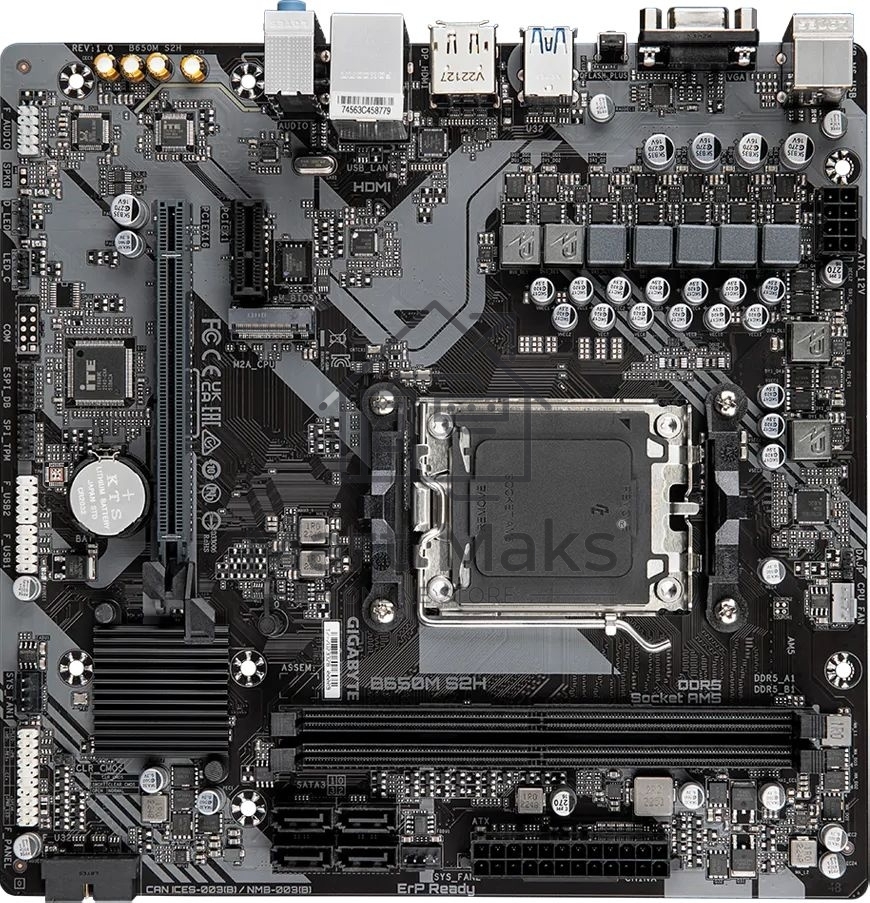 Материнская плата Gigabyte B650M S2H (V1.2/V1.4), AM5, AMD B650, 2xDDR5, 4xSATA, 1xM.2, 1xPCI-E 4.0 x16, 3xUSB-A 3.2 Gen 1, 1xUSB-C 3.2 Gen 1, 1x 1Gb LAN, 3x3.5 мм, 7.1, Micro-ATX