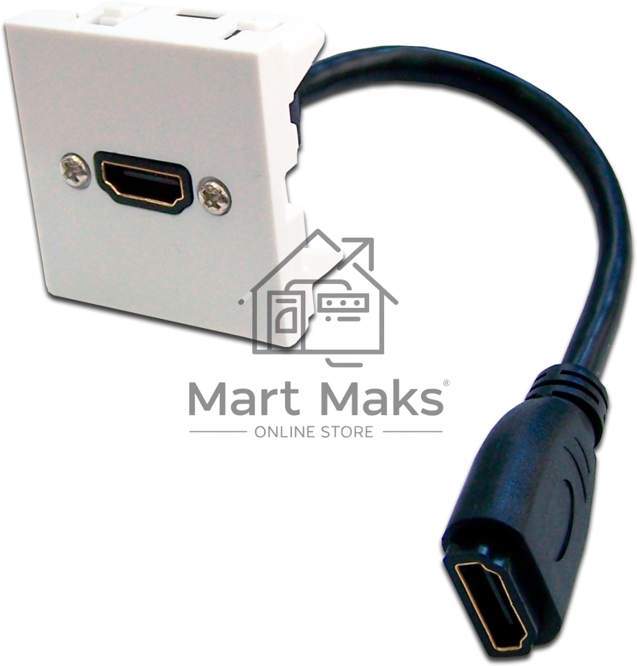 Вставка Mosaic 45x45 с адаптером HDMI с удлинителем, мама-мама, белая