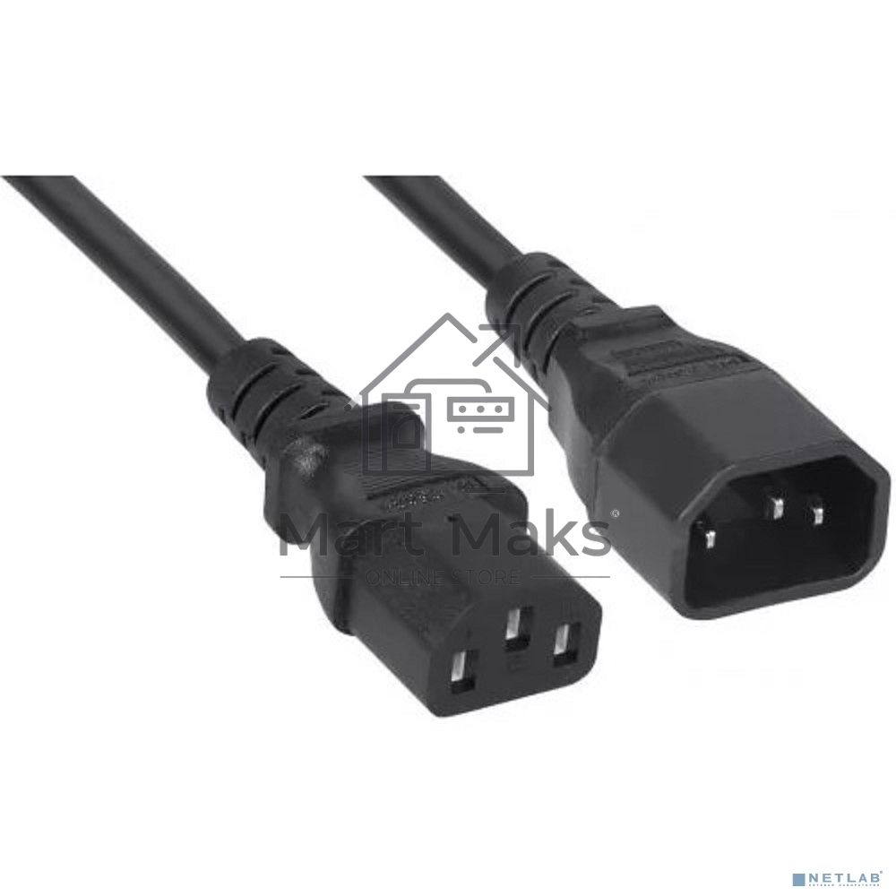 Кабель питания Filum ПВС-АП 3x1.0 С13 - C14, 220/250В, 10А, чёрный, 1м