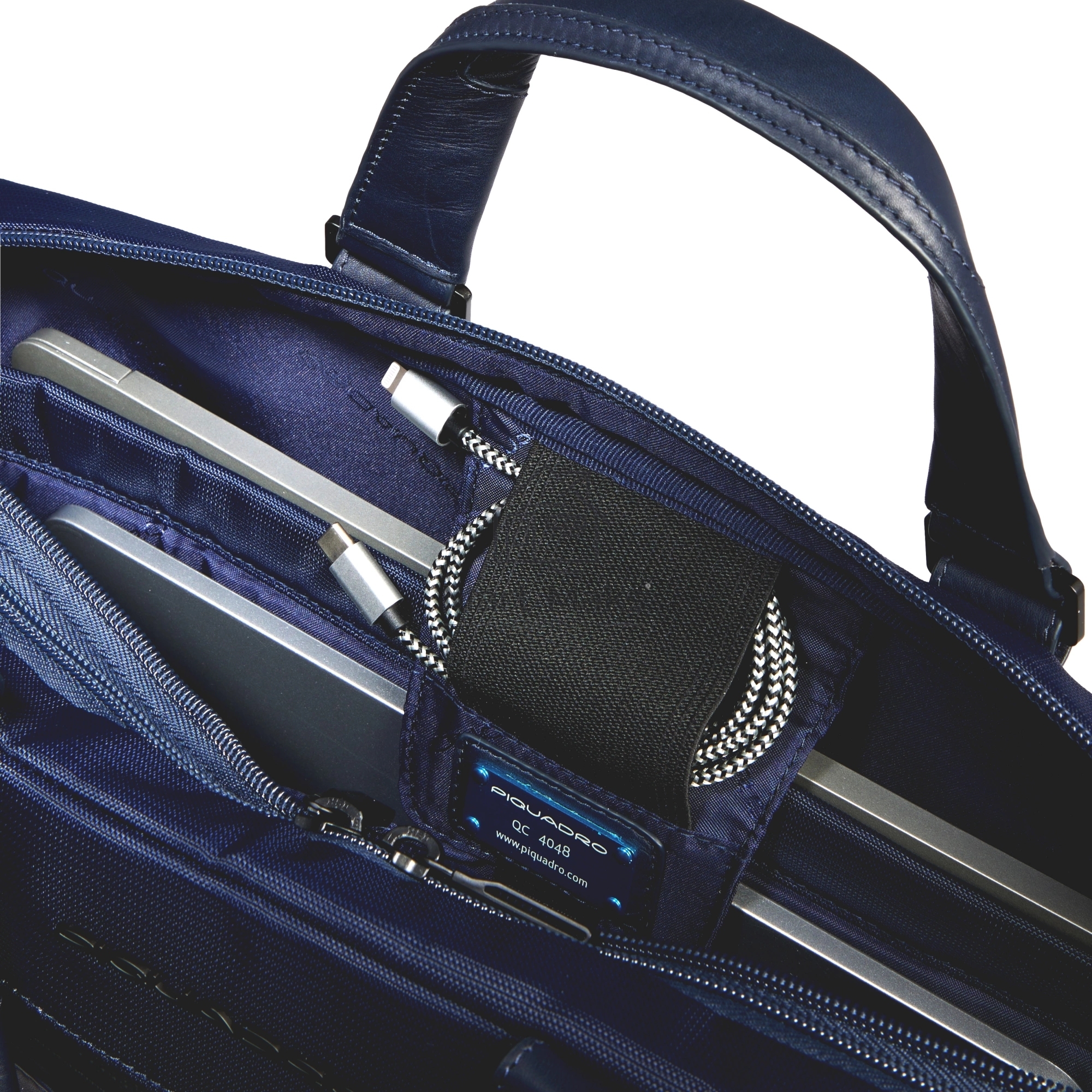 Деловая сумка Piquadro Orion CA6624S136/BLU с отделением для ноутбука синий ткань/натур.кожа