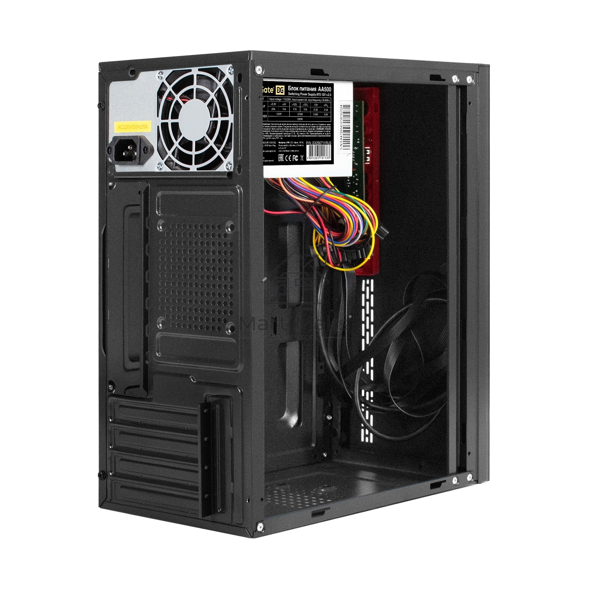 Компьютерный корпус Minitower ExeGate BAA-403U-AA500 (mATX, БП AA500 с вент. 8см, 2*USB+1*USB3.0, HD Audio, черный)