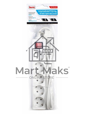 Сетевой удлинитель Buro BU-PS5.5/W 5м (5 розеток) белый (пакет ПЭ)