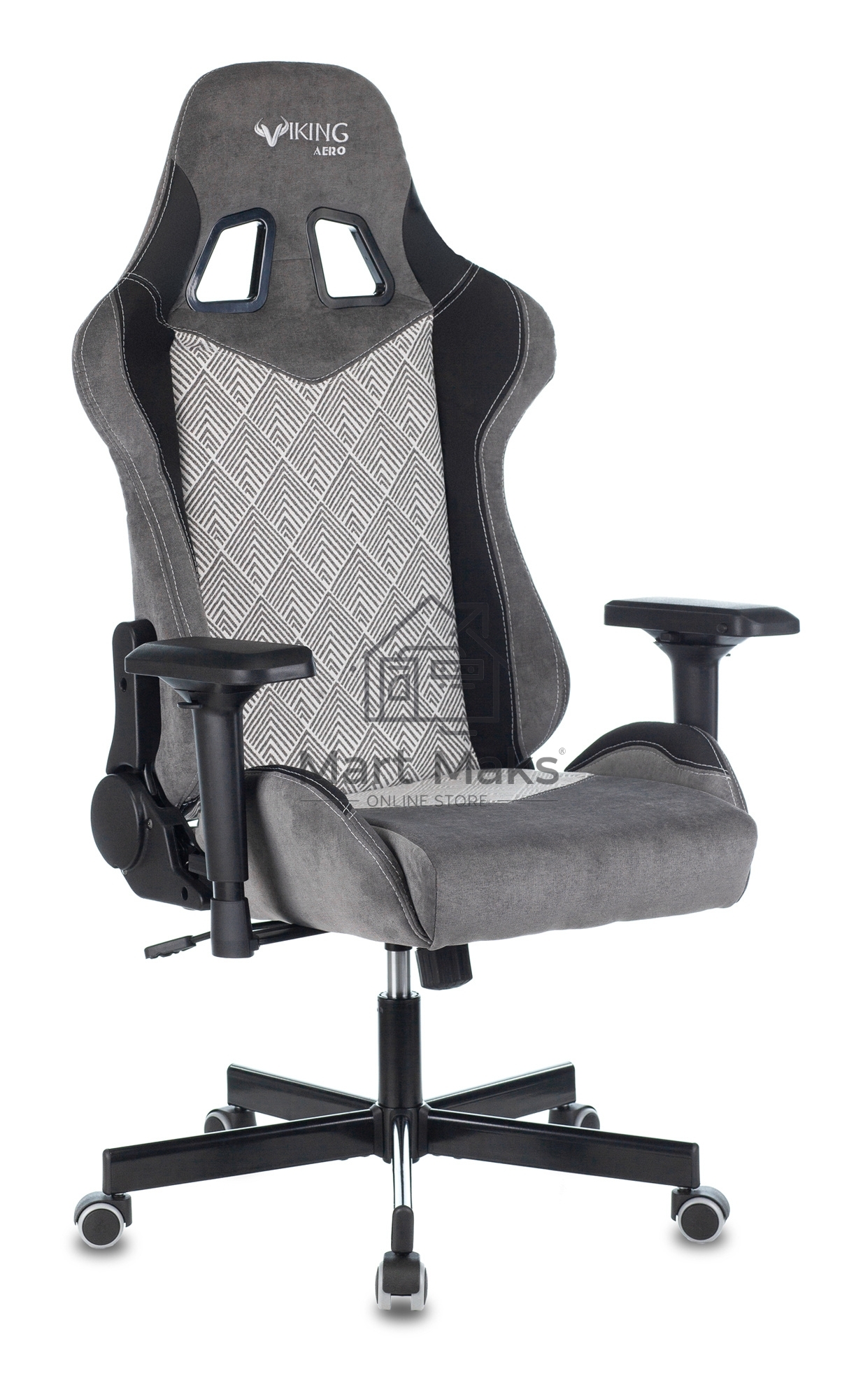 Кресло игровое Zombie VIKING 7 KNIGHT Fabric серый Loft ромбик текстиль/эко.кожа с подголов. крестовина металл