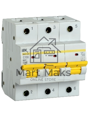 Выключатель автоматический модульный 3п C 100А 15кА ВА47-150 IEK MVA50-3-100-C