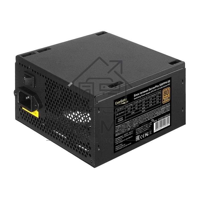 Серверный блок питания500W ExeGate ServerPRO 80 PLUS Bronze, 500PPH-SE (ATX, for 3U+ cases, APFC, КПД 89% (80 PLUS Bronze), 12cm fan, 24p, (4+4)p, PCIe, 5SATA, 3IDE, black)