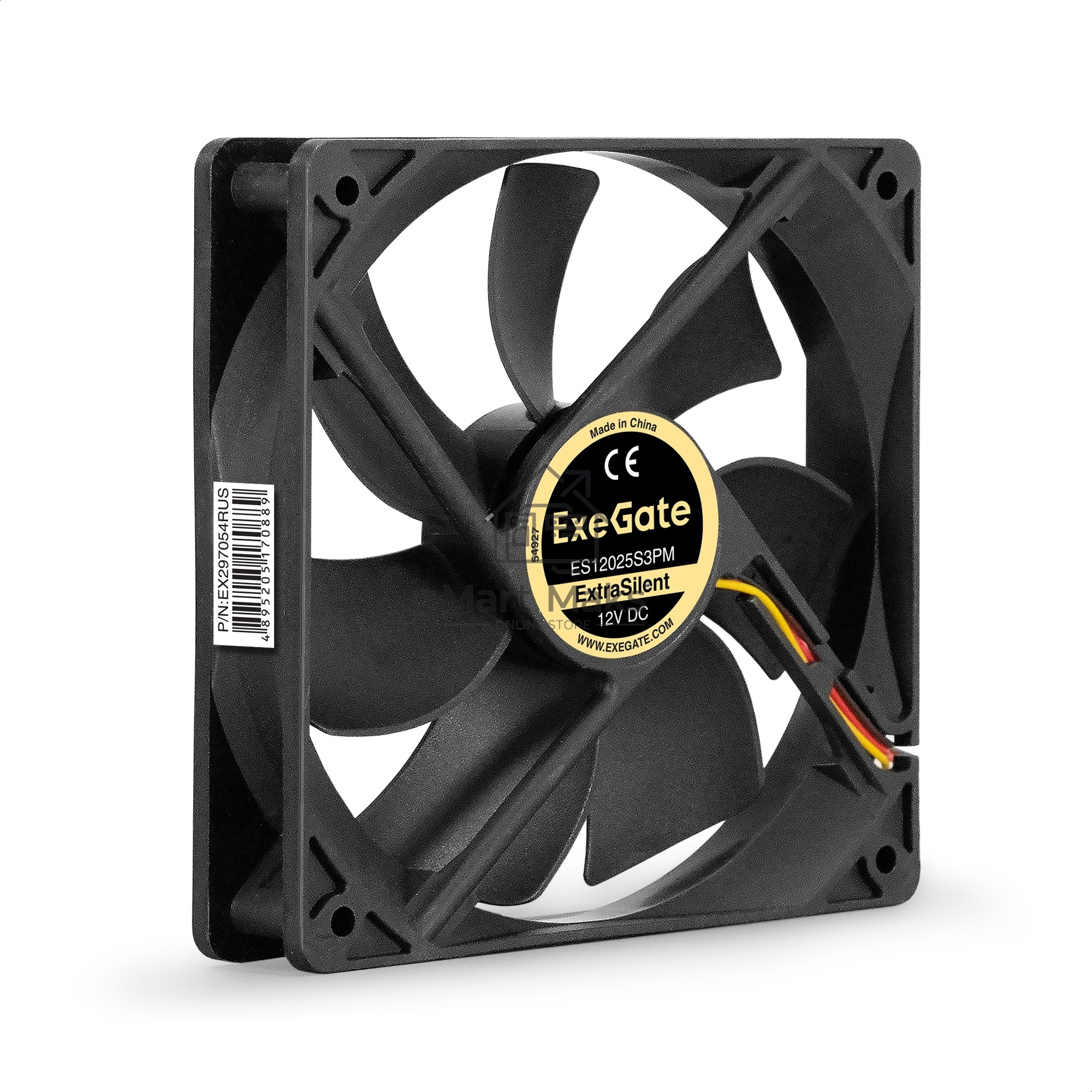 Вентилятор для корпуса ExeGate ExtraSilent ES12025S3PM черный, 120 мм, 1350 об/мин, 23 дБ, 3 pin