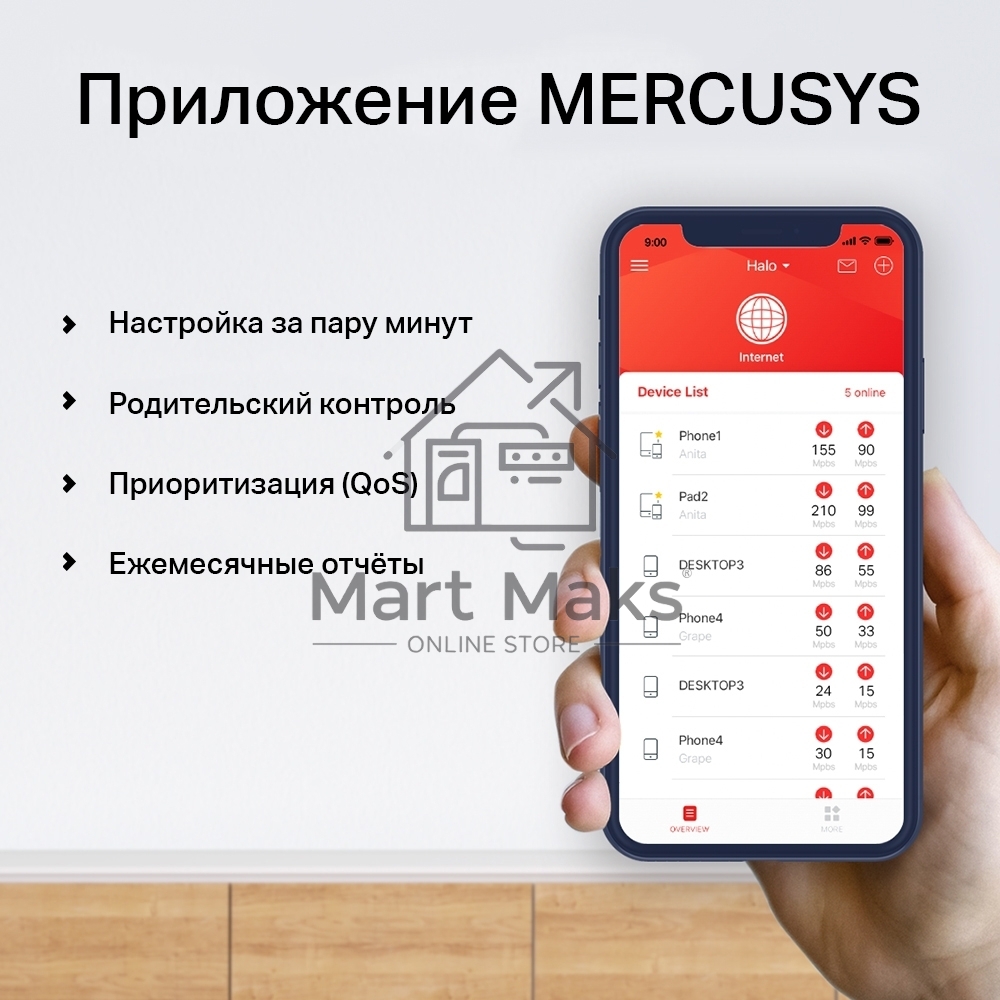 Система Mercusys MESH AC1900 Whole Home Mesh Wi-Fi System, 3× Internal Antennas, 3×GB ports (WAN/LAN) (2-pack)