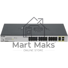 Коммутатор D-Link DGS-1026MP/A1A, 24×1 Гбит/с + 2×1 Гбит/с Combo, неуправляемый