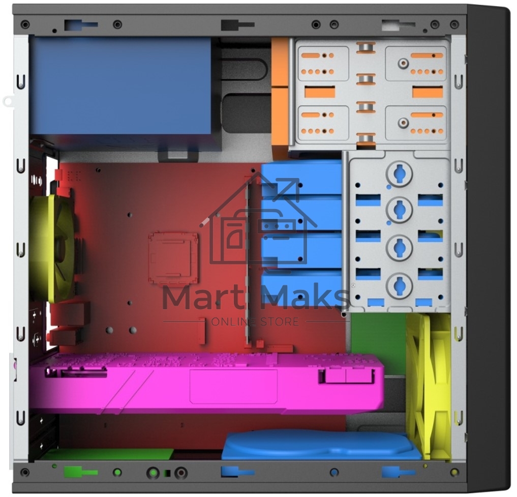 Корпус с блоком питания 600Вт Case Foxline FL-733R, mATX, 2x5.25EXT, 2x3.5EXT, 5x3.5INT, 2xUSB3.0, 2xUSB2.0, HDA, w/o FAN, w/600W ATX PSU, w/1.2m EU pwr cord
