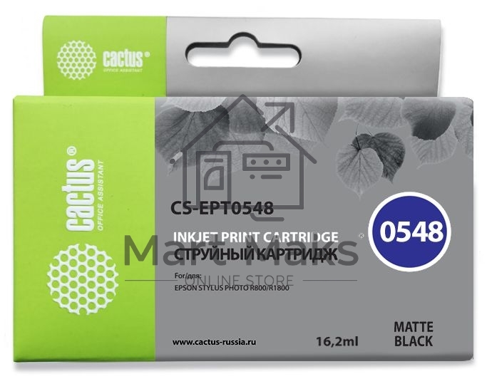 Картридж струйный Cactus CS-EPT0548 черный матовый (16,2 мл) для Epson Stylus Photo R800/ R1800