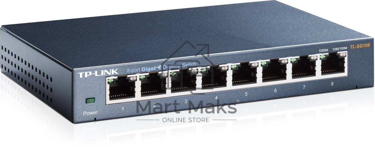 Коммутатор TP-Link SMB TL-SG108 8-port Desktop Gigabit Switch, 8 10/100/1000M RJ45 ports,metal case