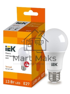 Лампа cветодиодная Iek LLE-A60-13-230-30-E27 ECO A60 шар 13Вт 230В 3000К E27 IEK