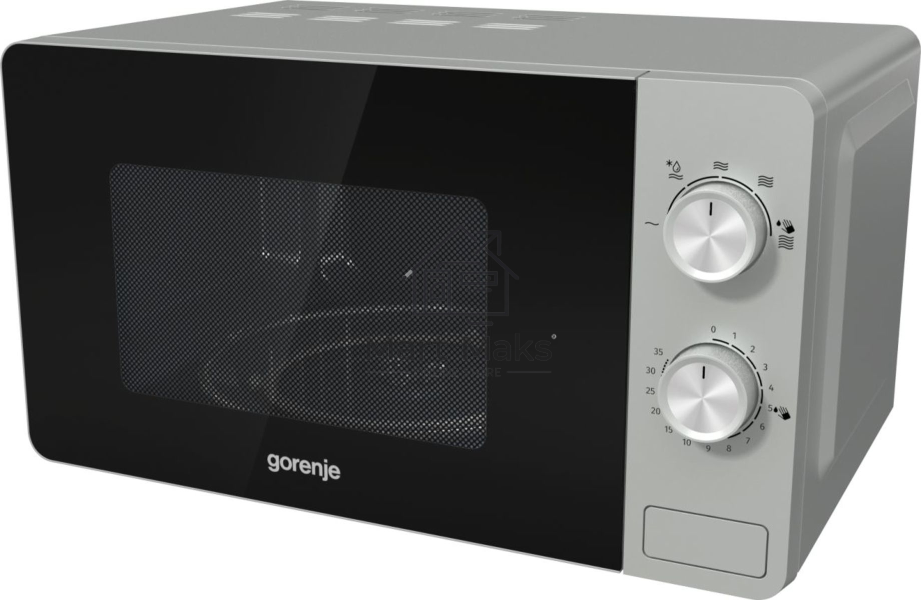 Микроволновая печь Gorenje MO20E1S серебристый, 20 л, 800 Вт, переключатели - поворотный механизм