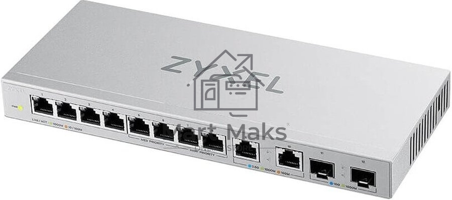 Коммутатор Zyxel XGS1010-12-ZZ0102F 8x1Гбит/с 2x2.5Гбит/с 2SFP+ неуправляемый