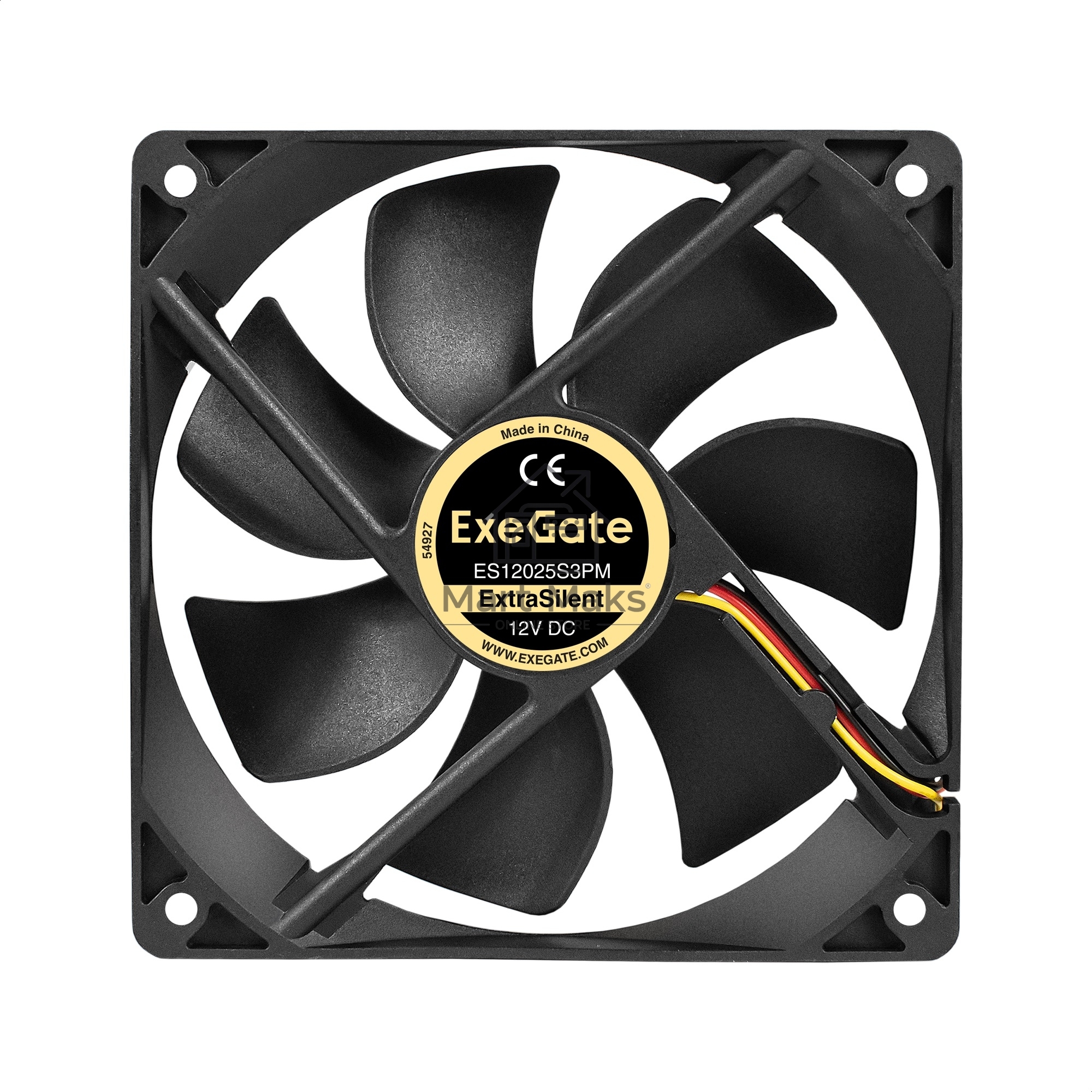 Вентилятор для корпуса ExeGate ExtraSilent ES12025S3PM черный, 120 мм, 1350 об/мин, 23 дБ, 3 pin