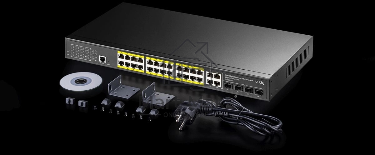 Коммутатор Cudy GS2028PS4-300W (L2) 28x1Гбит/с 4SFP 24PoE+ 300W управляемый