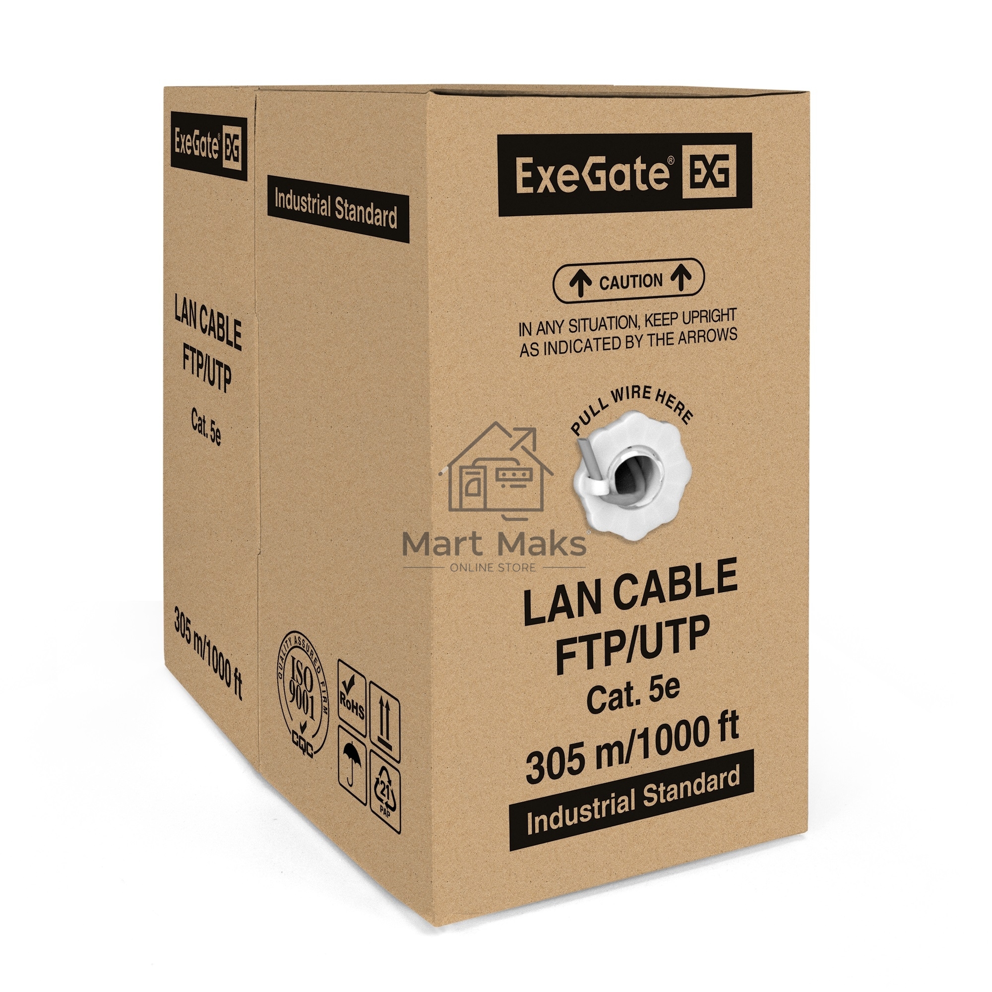 Кабель ExeGate SFTP 4 пары кат.5e медь, 24AWG, экран, бухта 305м, серый, PVC