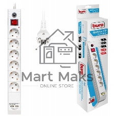 Сетевой фильтр Buro BU-SP1.8 USB 2A-W 1.8 м, 6 розеток, белый, коробка