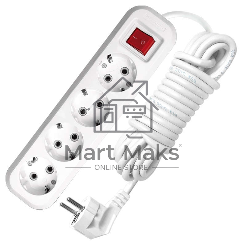 Удлинитель 4х3м с заземл. 16А IP20 S-304 с выкл. ПВС 3х1 UNIVersal 9631990