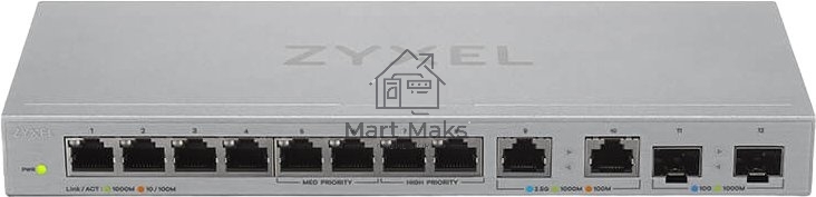 Коммутатор Zyxel XGS1010-12-ZZ0102F 8x1Гбит/с 2x2.5Гбит/с 2SFP+ неуправляемый
