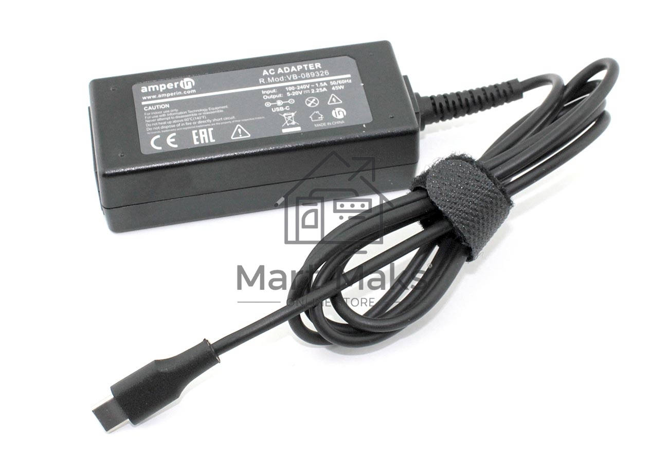 Блок питания (сетевой адаптер) Amperin AI-HP45C для ноутбуков HP 15V 3A Type-C 45W