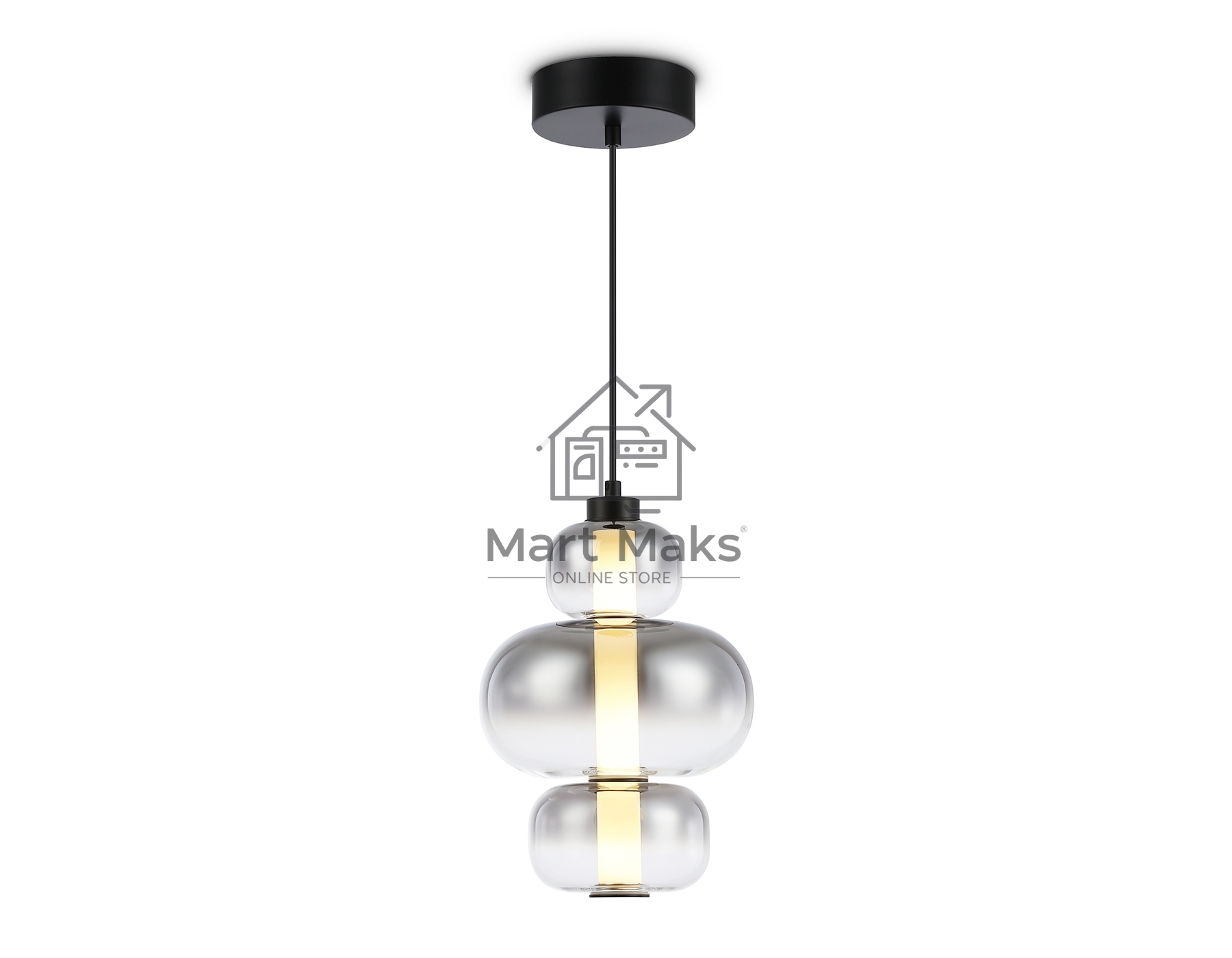 Подвесной светодиодный светильник Ambrella light LH11057 BK/SM черный/дымчатый 18W 3000K D230*350