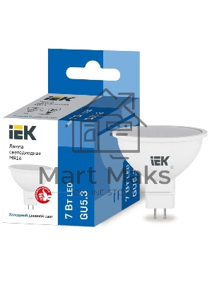 Лампа светодиодная ECO MR16 софит 7Вт 230В 6500К GU5.3 ИЭК LLE-MR16-7-230-65-GU5