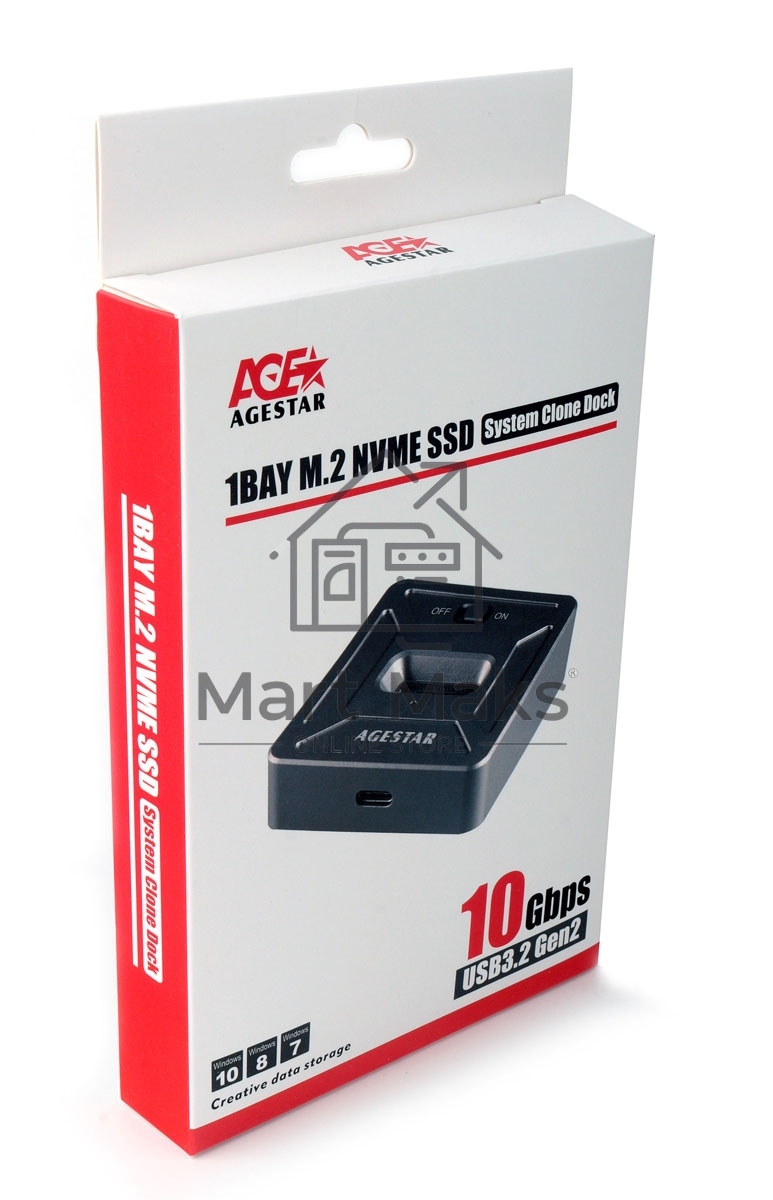 Док Станция SSD M.2 NVME AgeStar 31CBNV1C (GRAY) серый