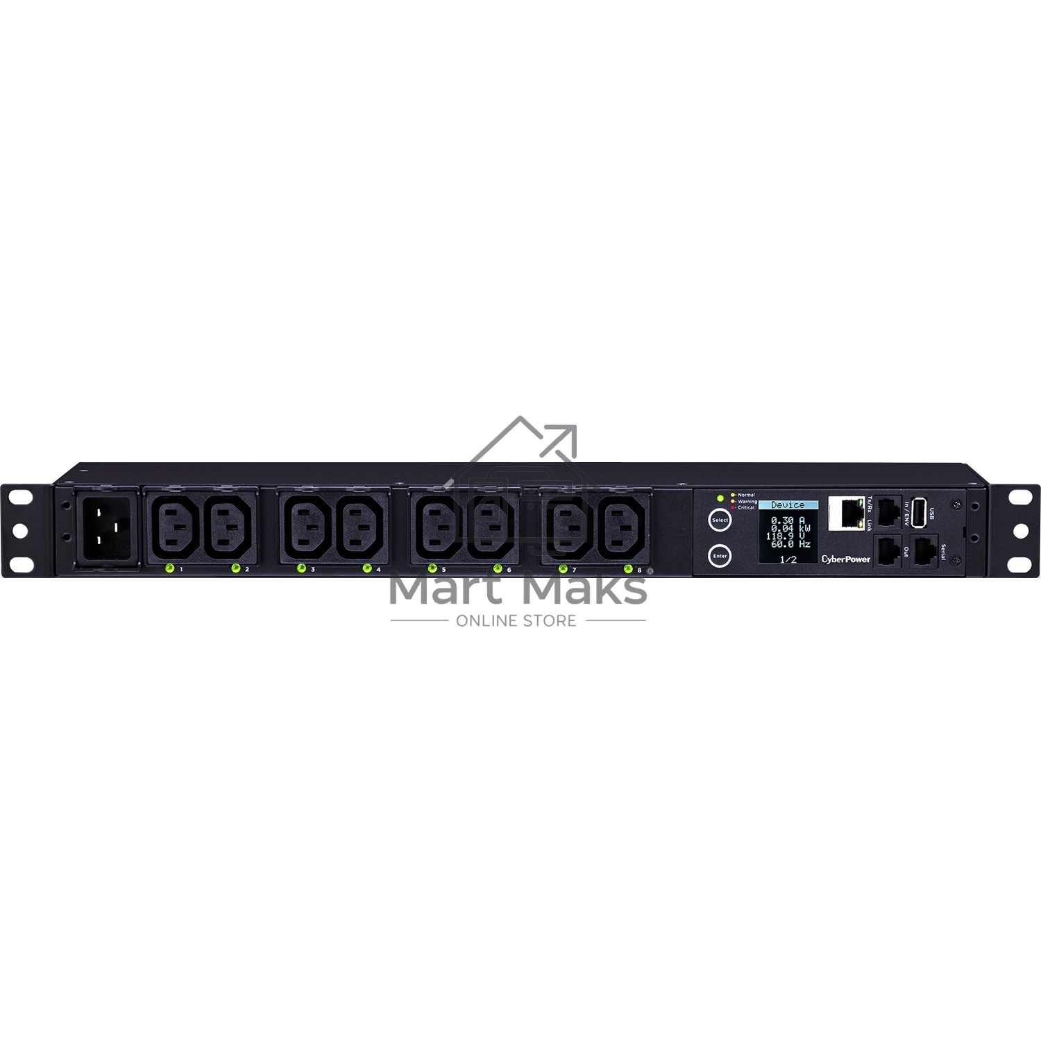 Блок распределения питания CyberPower PDU PDU81005 1U type, 16Amp, plug IEC 320 C20, (8) IEC 320 C13