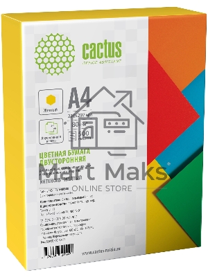 Бумага Cactus CS-CPY-A480500 A4/80г/м2/500л./желтый интенсив