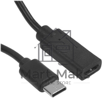 Кабель-удлинитель USB2.0 Cablexpert CCP-USB2-CMCF-3M, Type-C(М)/Type-C(F), 3А, 60Вт, PD/QC3.0, медь, Pro, 3м, черный, пакет