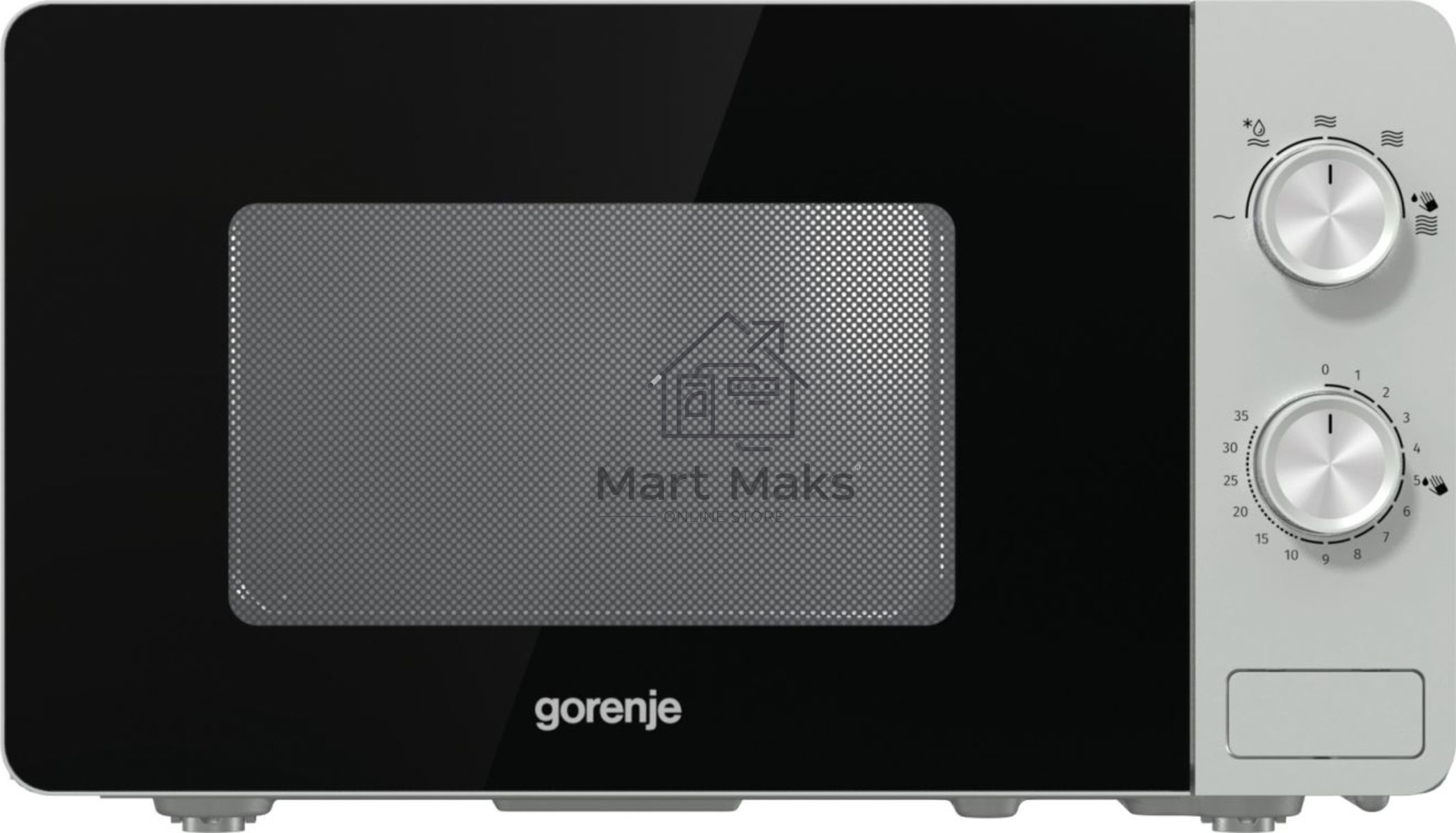 Микроволновая печь Gorenje MO20E1S серебристый, 20 л, 800 Вт, переключатели - поворотный механизм