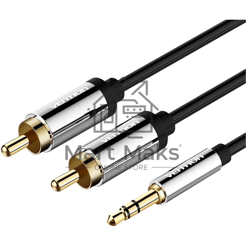 Кабель Vention аудио Jack 3,5 мм M/2RCA M - 1,5 м Черный