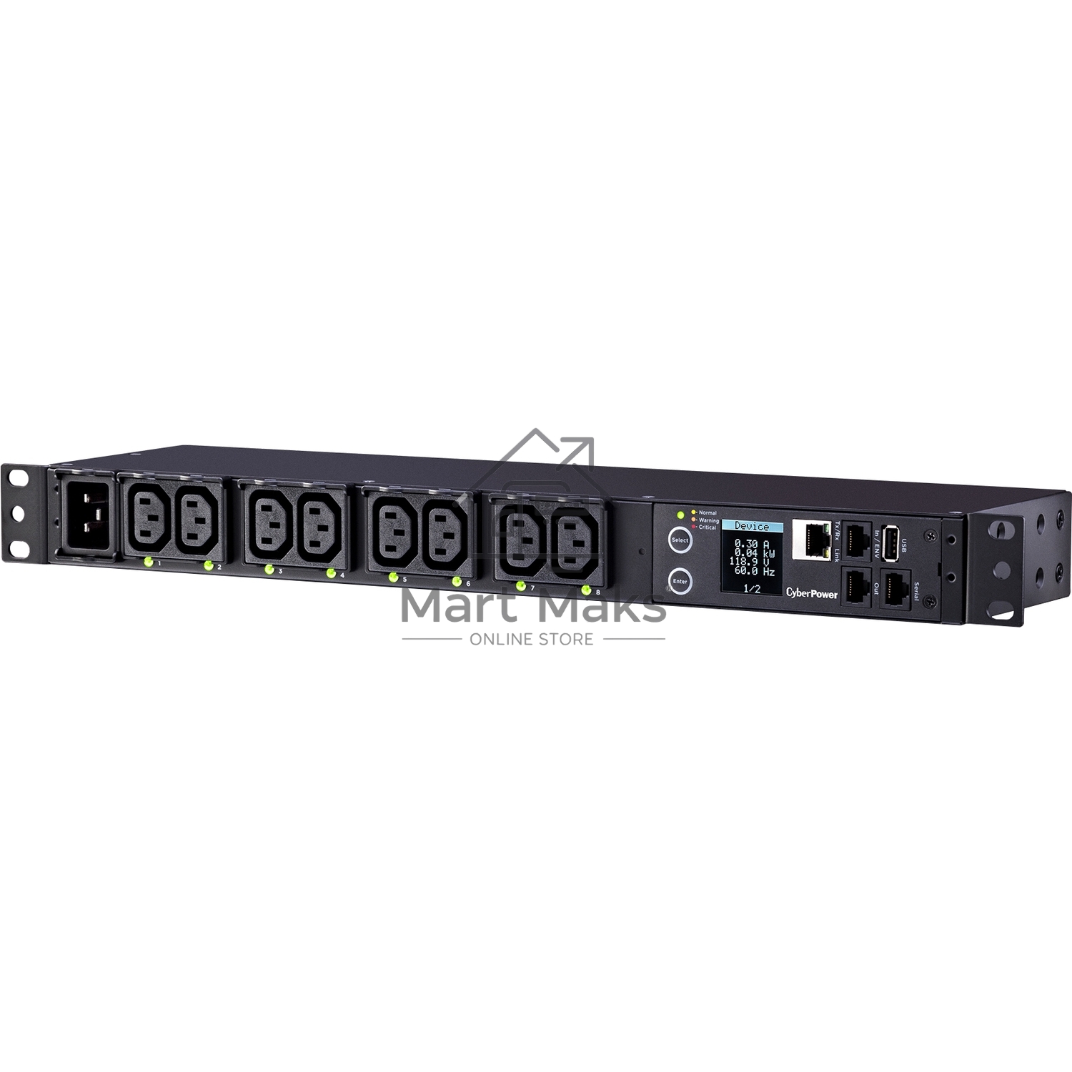 Блок распределения питания CyberPower PDU PDU81005 1U type, 16Amp, plug IEC 320 C20, (8) IEC 320 C13