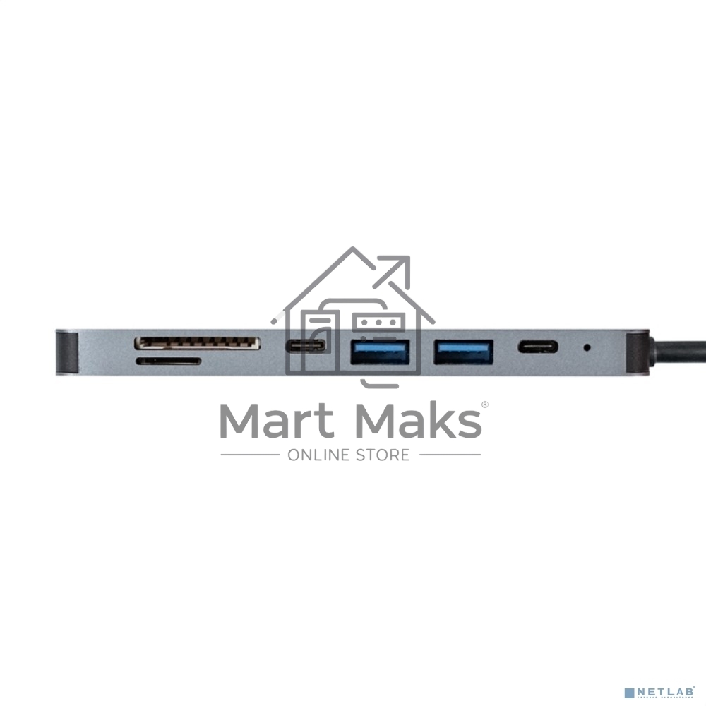 Док-станция ExeGate EX293983RUS DUB-21C/PD/CR/H (кабель-адаптер USB Type-C --> 2xUSB3.0 + Card Reader + PD 100W + HDMI 4K@60Hz, Plug&Play, серый)
